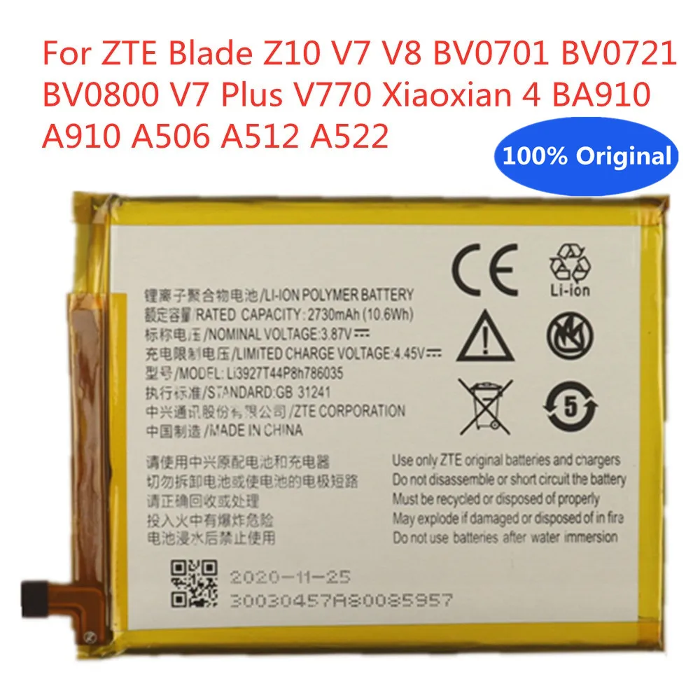 

New 2730mAh Li3927T44P8h786035 Original Battery For ZTE Blade V8 V7 V0800 BV0800 V7 Plus V770 Xiaoxian 4 BV0701 Z10 Batteries