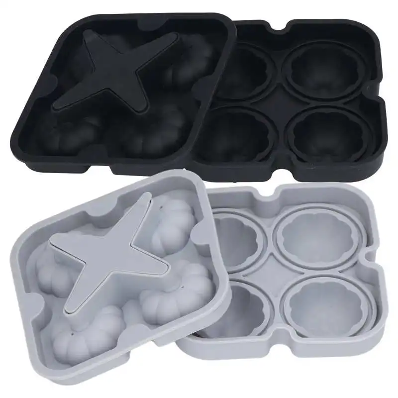 

Pumpkin Ice Ball Mold 3D Pumpkin Shape Food Grade Silicone 4 Cells Easy Release Whiskey Ice Mold for Coffee Tea Cocktail Molds