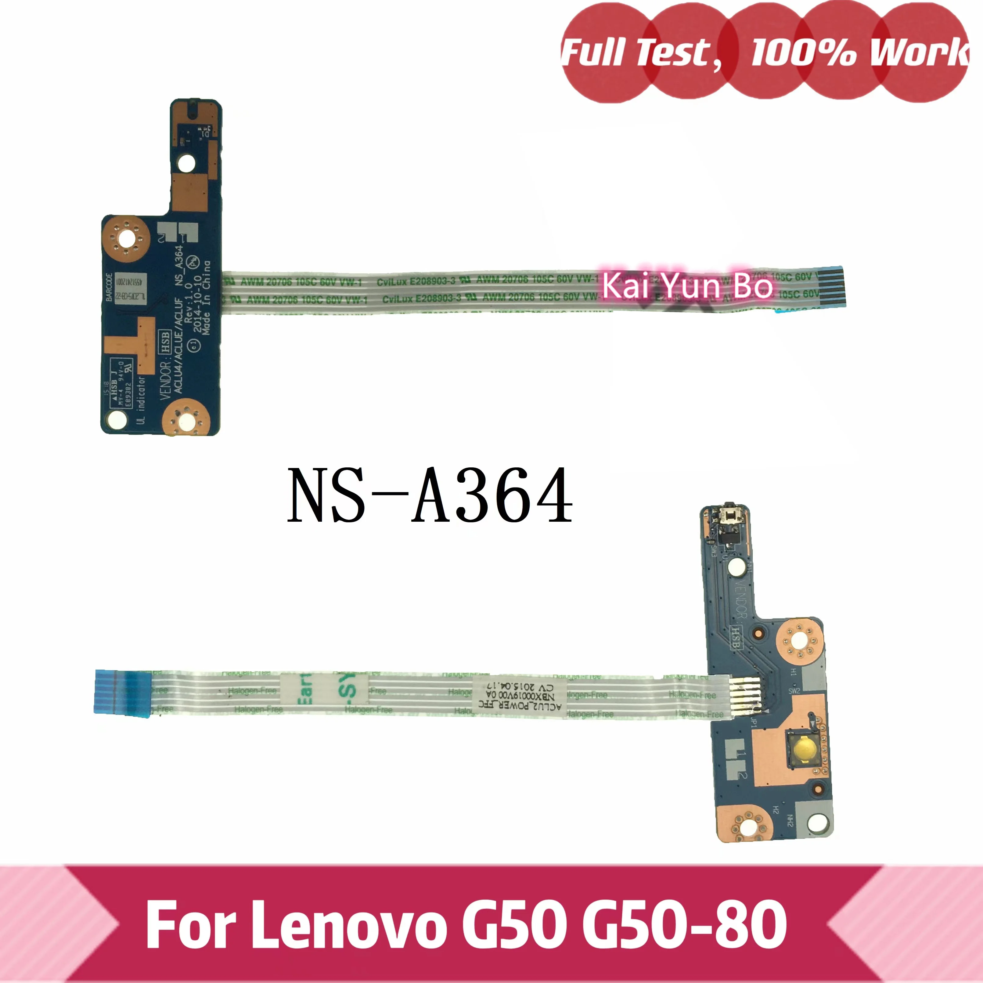 

Ноутбук Lenovo G50-80 G50 Плата кнопки питания ноутбука с кабелем NS-A364 100% протестирована ОК