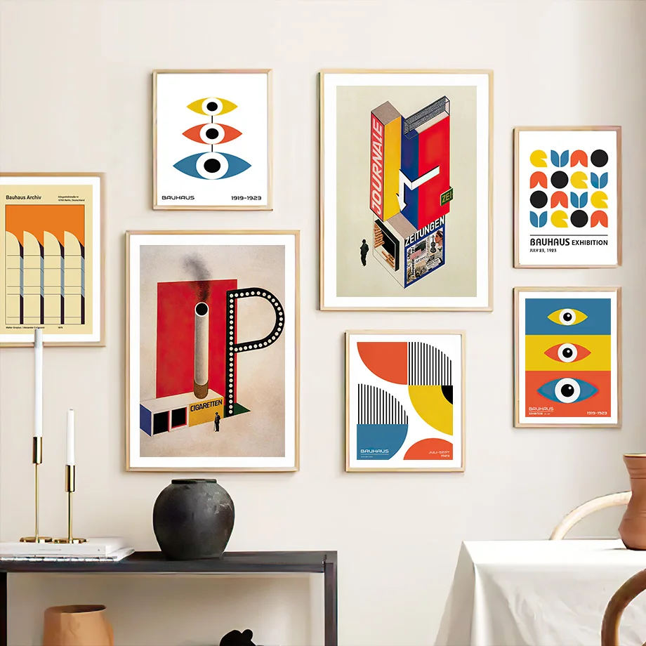 

Bauhaus Exhibition Poster Line Eye Abstract Vintage Wall Art Canvas Painting Nordic Modern Prints Pictures Living Room Decor