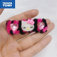 takara tomy 2022 new girl hello kitty y2k stick diamond love hair children cartoon plush cute sweet braided hair accessories