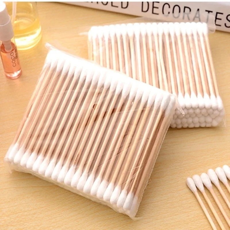 

1 Pack Women Beauty Makeup Cotton Swab Double Head Cotton Buds Make Up Wood Sticks Nose Ears Cleaning Cosmetics Health Care