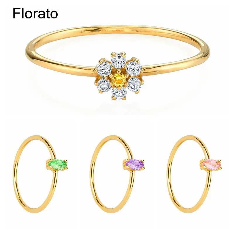 

Женское кольцо с маргариткой, обручальное кольцо с цветным цирконом, 24 к