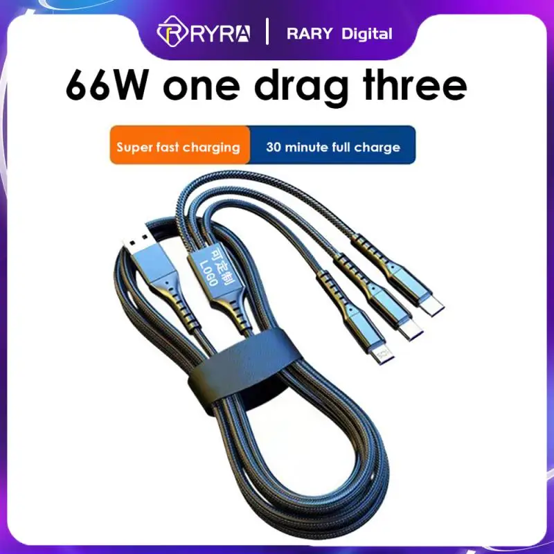 

RYRA 5A 3 In 1 Super Charging Cable Micro USB Type-C Fast Charger Micro USB Type-C Data Cable For IPhone Samsung Xiaomi Huawei