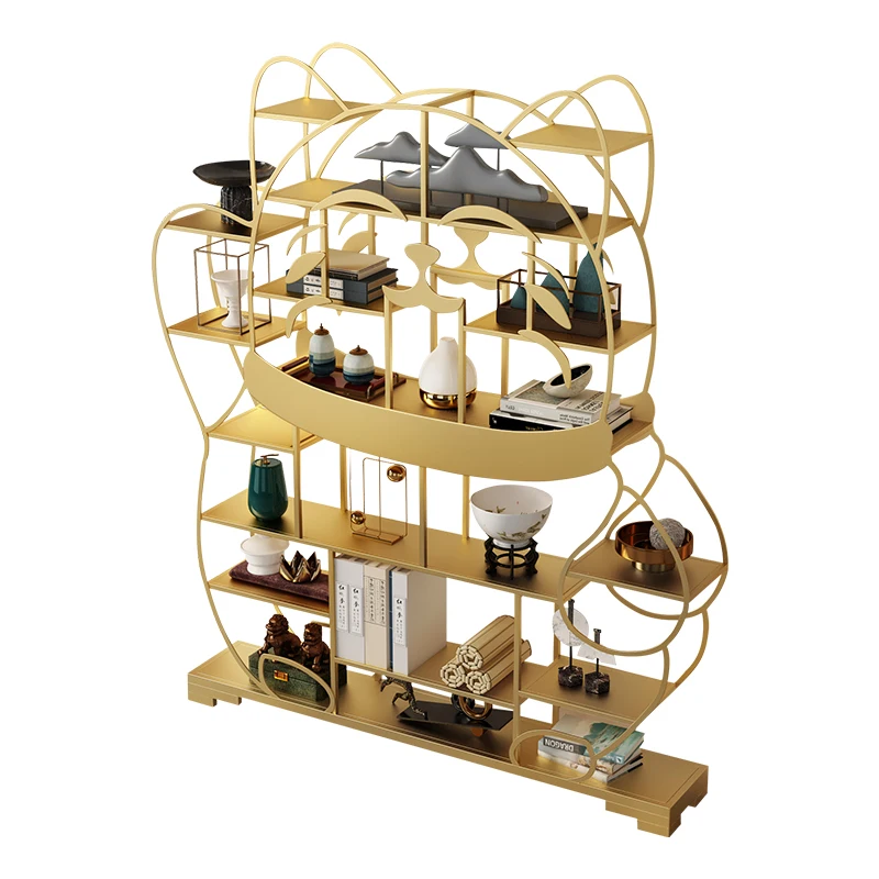 

Золотая железная стойка для хранения в гостиной, многоярусный напольный кронштейн для перегородки, книжная полка, демонстрационная стойка