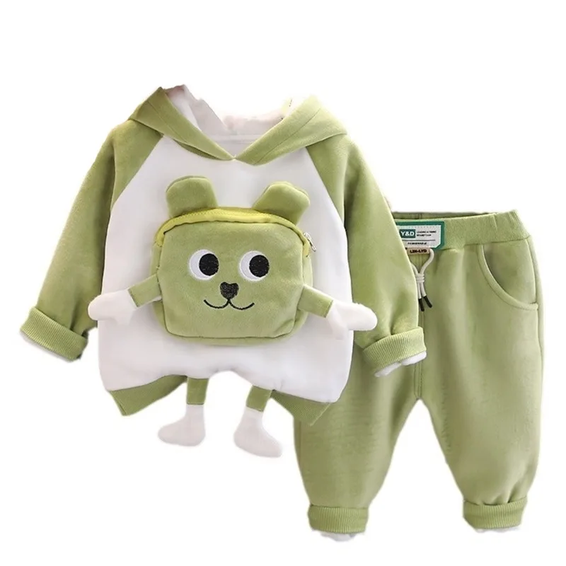 

New Winter Baby Boys Clothes Suit Children Girls Casual Cartoon Thicken Hoodies Pants 2Pcs/Sets Toddler Costume Kids Tracksuits