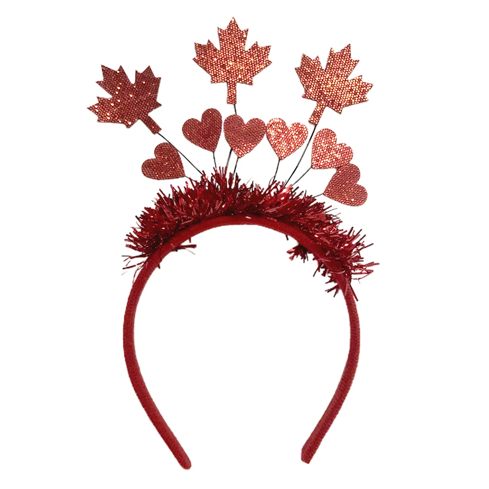 

Headband Hair Day Heart Canada Party Love Accessories Valentine Hoops Bopper Head Maple Leaf Headdress Hoop S Autumn Props