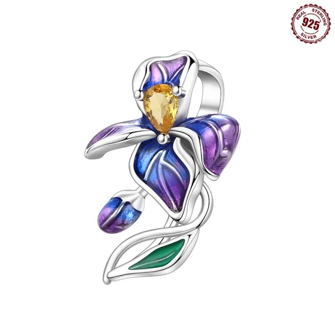 Серебряные серьги VINWOS с цветами ириса