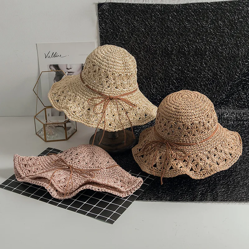 

Ms Summer Beach Trip The Manual Hook Is Colored Breathable Hat Foldable Sunscreen Butterfly Beach Caps Female Fashion Elegant Ar