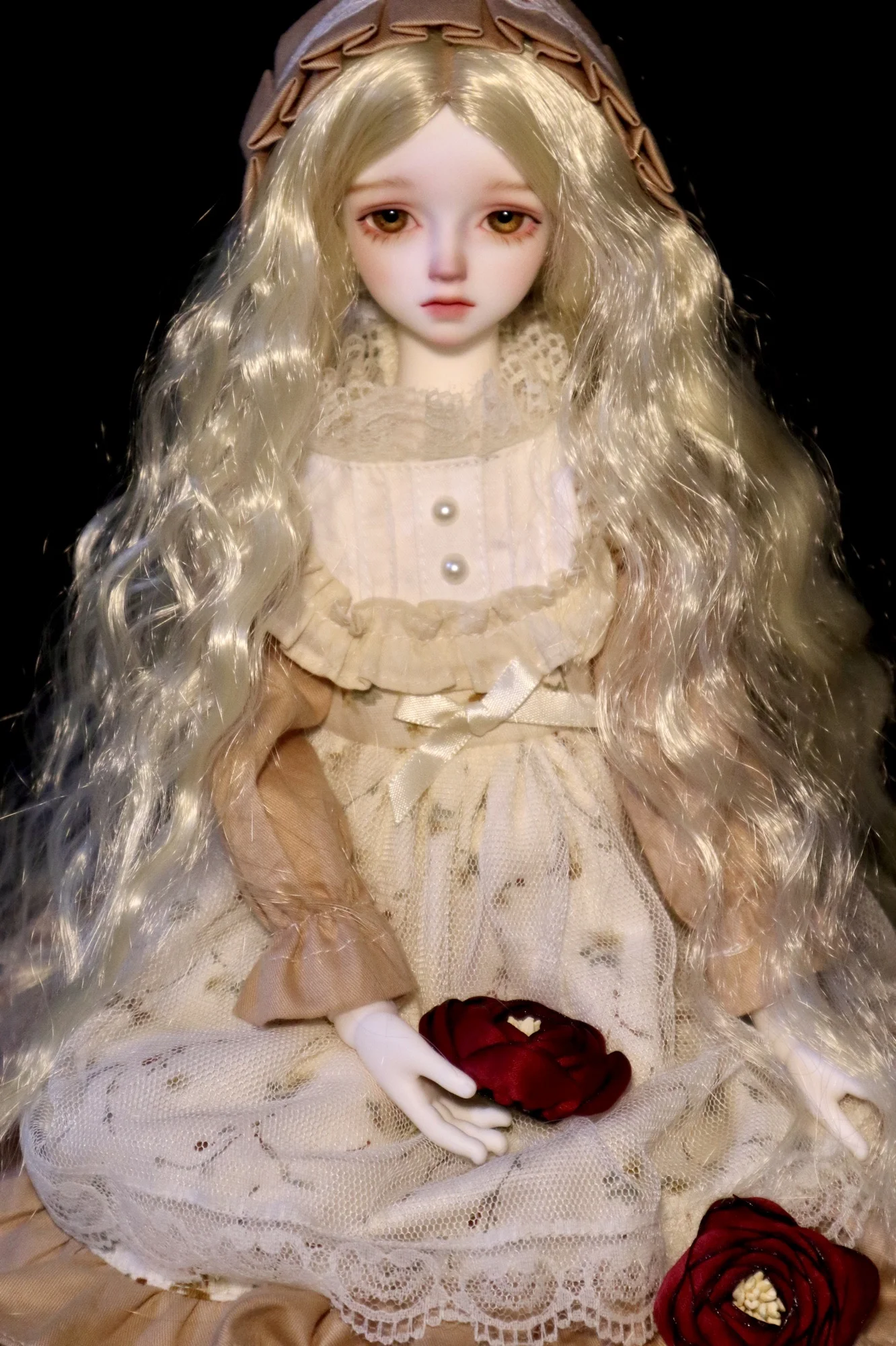 

1/6 1/4 1/3 шарнирное платье + заколка для волос для куклы, милый винтажный бежевый комплект для 1/3 1/4 1/6 шарнирный SD DD 1/6 Blyth, аксессуары для кукол