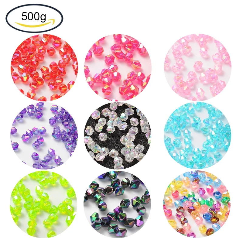 

500g Bicone AB Color Plated Eco-Friendly Transparent Acrylic Beads Red 6x6mm Hole: 1mm, about 6250pcs/500g