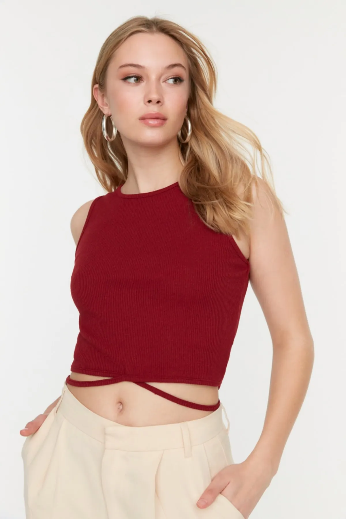 

Women's Summer Crop Top Blouse Tile Halter Neck Corduroy Crop Knitted Blouse t shirt