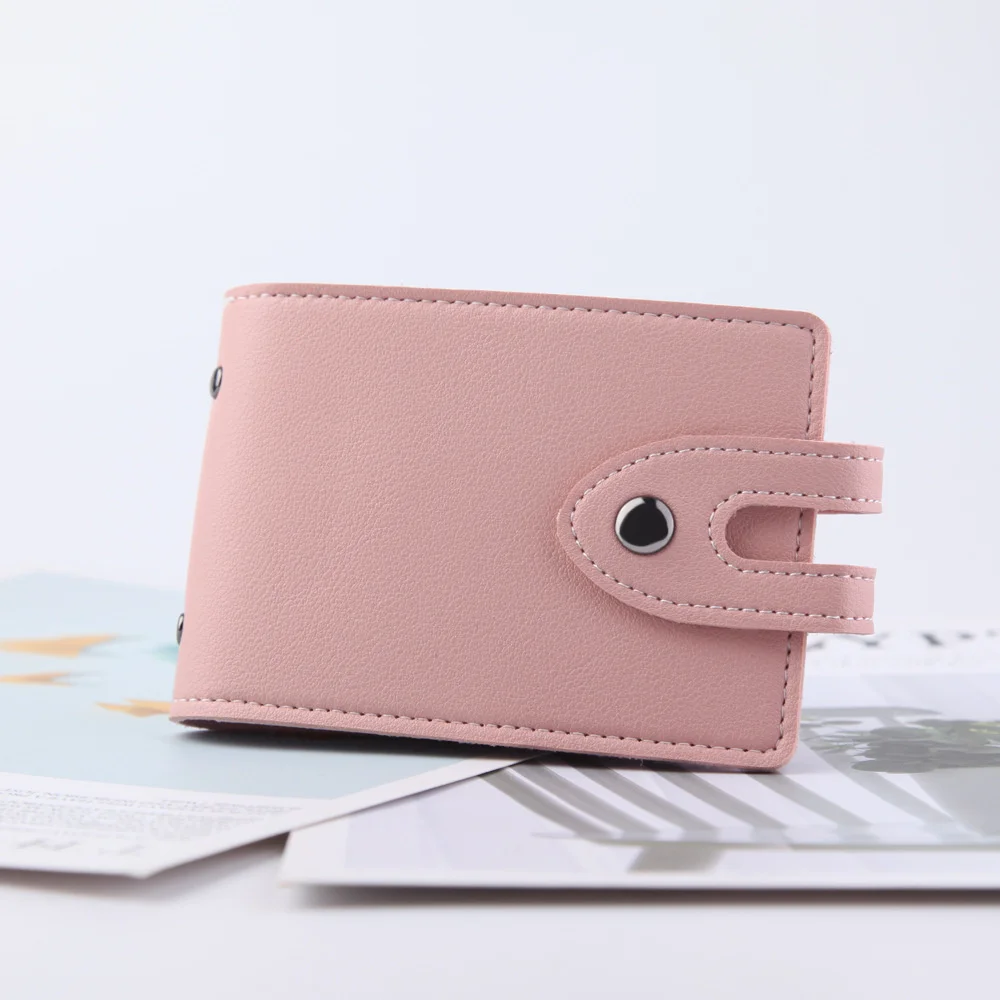 

New Cute Ladies Mini ID Card Holder Fashion Hasp Small Card Clip Solid Color PU Bank Card Driver's License Bag