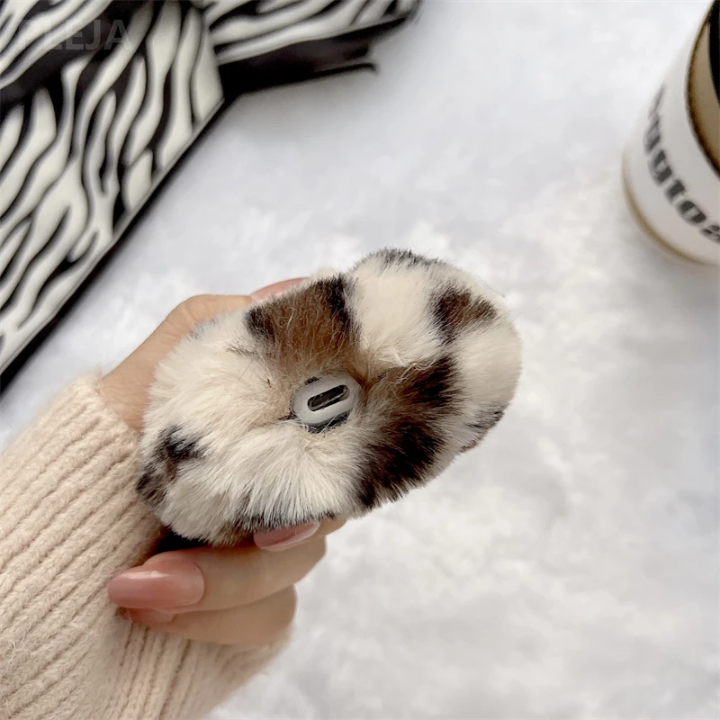 Модный мягкий плюшевый леопардовый чехол для наушников Apple AirPods 1 2 Pro 3 с