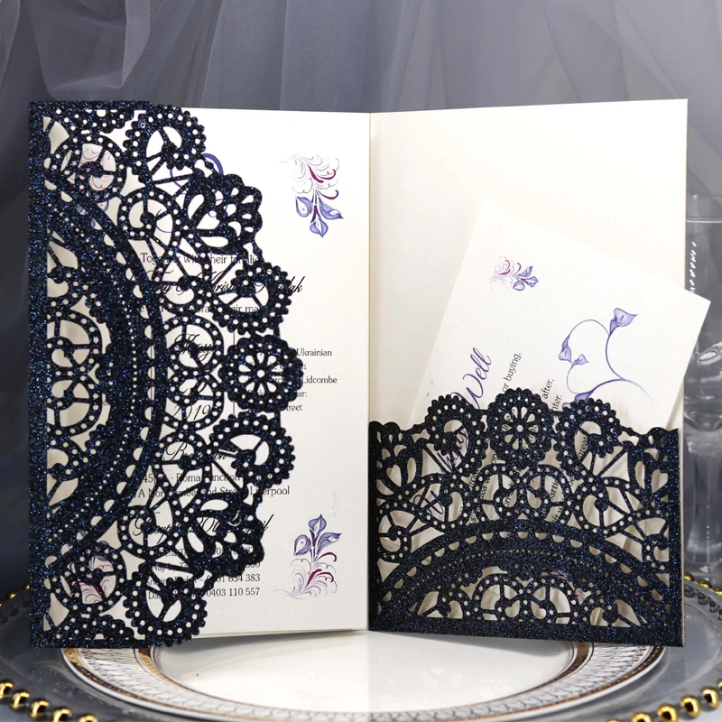 

Блестящие Свадебные Пригласительные открытки 10/20/50 шт., деловые поздравительные открытки, украшения для праздника, дня рождения, свадебной ...