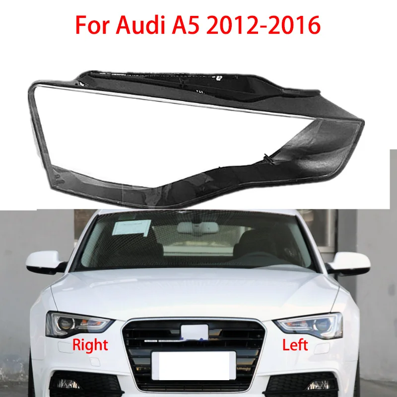 

FOR AUDI A5 2012-2016 Headlight Lampshade Transparent Headlight Lens Left and Right Lampshade Cover Lens Light Protection
