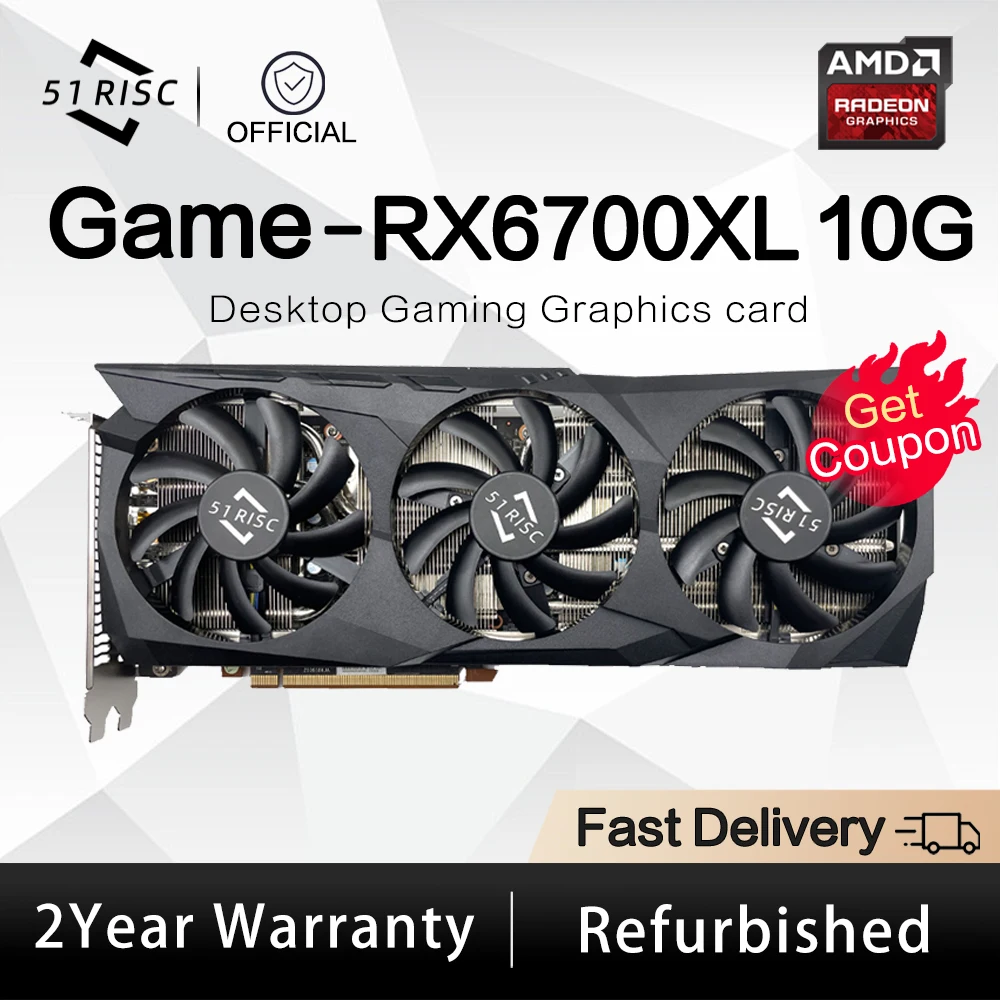 SHELI 51RISC RX6700XL 10G D6  Gaming Graphics Card with 10G/160bit/GDDR6 Memory 16GHz Memory Frequency DirectX12 3D Feature