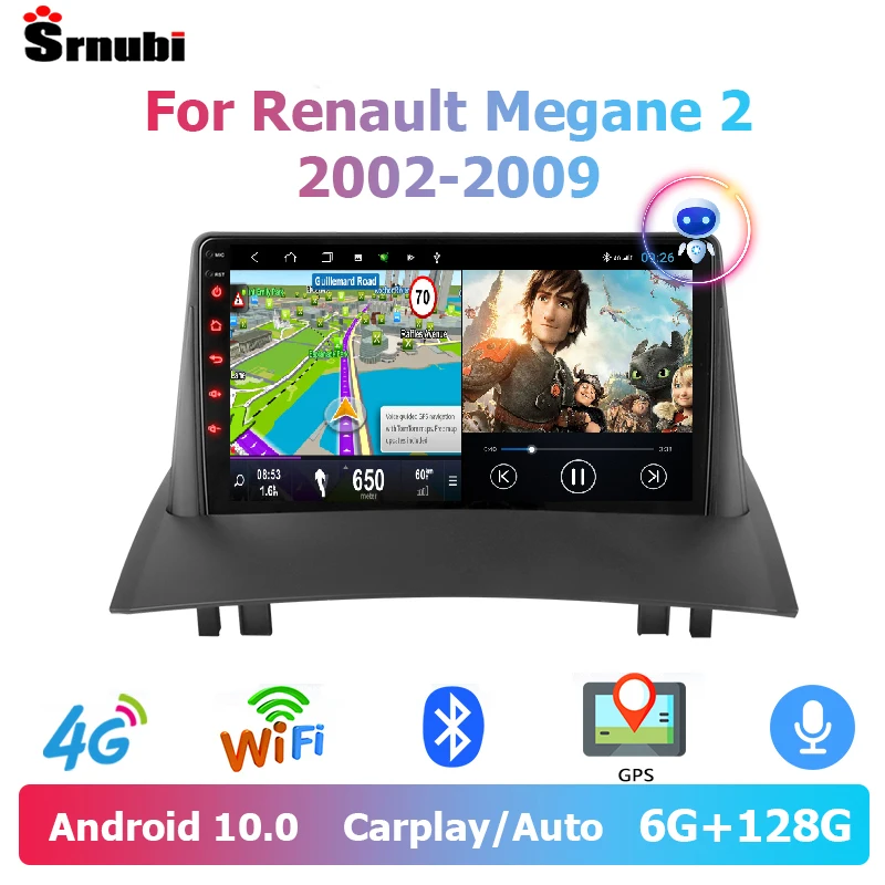 

Srnubi Android 10 Car Radio For Renault Megane 2 2002 - 2009 Multimedia Video Player 2 Din GPS Navigation Carplay DVD Head unit