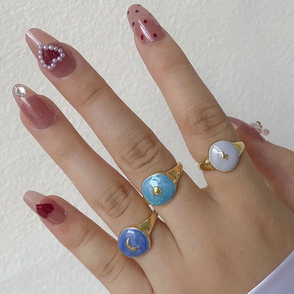 Lost Lady Creative Nova Moon Lightning Sun Ring For Women Fashion Girl Enamel Color Ring Wholesale Jewelry Outlet Gift IN