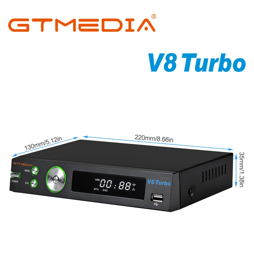 

GTmedia V8 TurboСпутниковый ТВ-приемник DVB S2X T2, декодер HD1080P M3U, поддержка Европы, Испании, Италии, CA Card PK V8 PRO 2