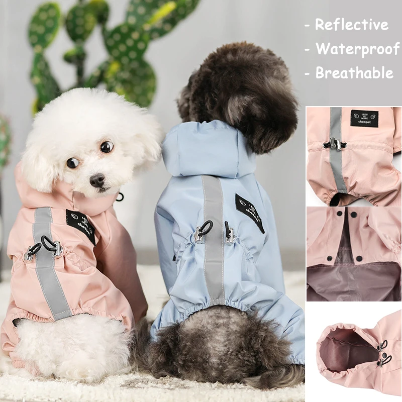 

Reflective Dog Clothes Jacket Waterproof Mesh Breathable Sweat-Absorbent Raincoat Small Medium Dogs Hoodies Jumpsuit Raincoats