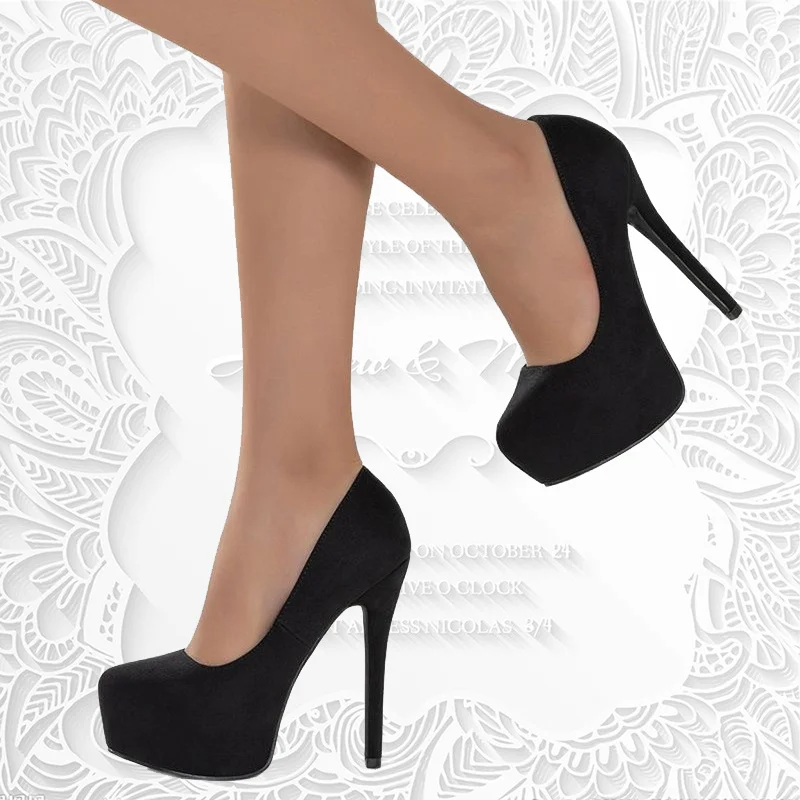 

2023 Spring Summer Women's New Fashion Sexy Stiletto Heels Suede Super High Waterproof Platform Shallow Mouth Shoes