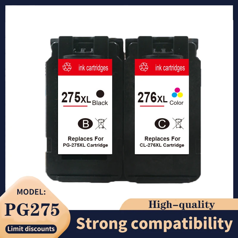 

Remanufactured for Canon 275XL 276XL PG 275 CL 276 Ink Cartridge for Canon pg275 cl276 PIXMA TS3520 TS3522 TS3500 TR4720 TR4722