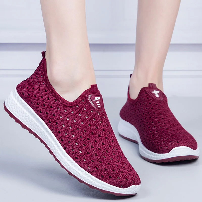 

Женские кроссовки без шнуровки, дышащие кроссовки на платформе, Вулканизированная подошва, 2022