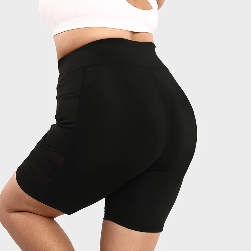 LUOYIYANG Pocket Plus Size Women's Shorts Push Up Gym Booty Lifting Sports Fitness Woman 2023 Lace Patchwork Yoga Clothing L-4XL