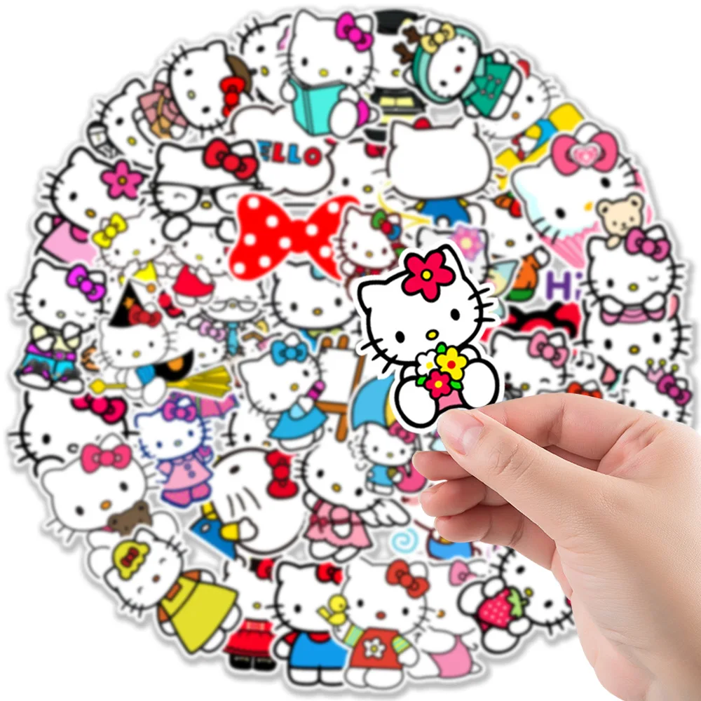 

50pcs Hello Kitty Stickers for Girls Kawaii Anime waterproof cartoon Stickers Skateboard Guitar Motorcycle Decal Scrapbook Toy