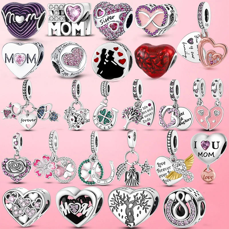 

Beads 925 Silver Infinity Love Mum Heart Mom Dangle Charm Fit Charm Pandora Bracelet Plata de ley 925 Silver Original Jewelry