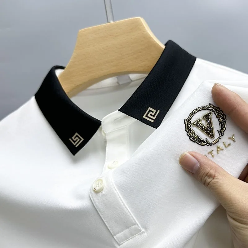 

Мужская футболка Polo летом новый тренд вышивка досуг молодая футболка лацкан мужская деловая рубашка