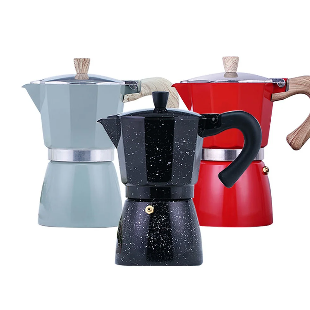

Coffee Pots 2022 New 360ml Moka Pot Eco-friendly Durable Household Espresso Stovetop Classic Design Coffee Maker Red Black Blue