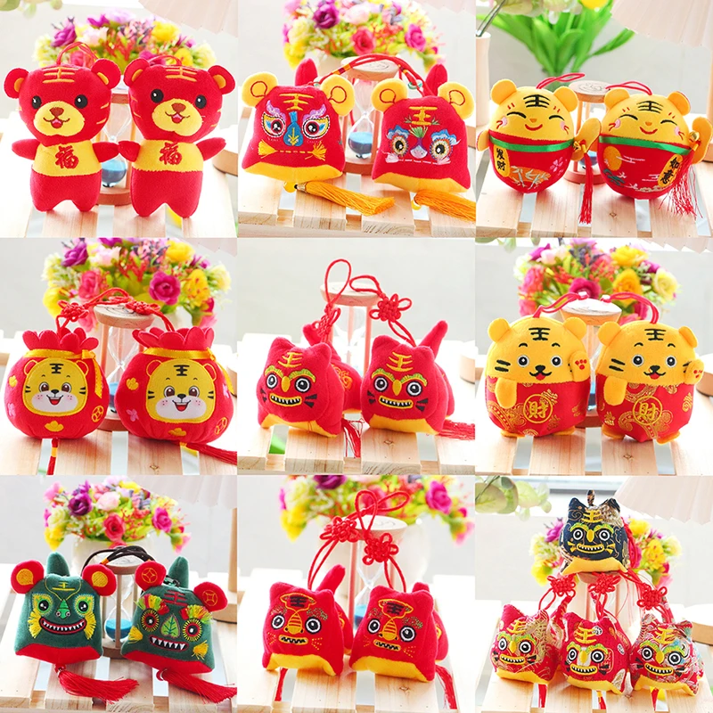 

1PC 2022 Year Of The Tiger Chinese New Year Zodiac Plush Tiger Toys Pendant Random gifts for guests Tiger Mascot plush toy