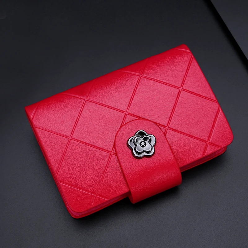 Women Leather Card ID Holder Package License Bank Credit Compact Business Card Holder Case Multi-functional Set Clip Bag Cover