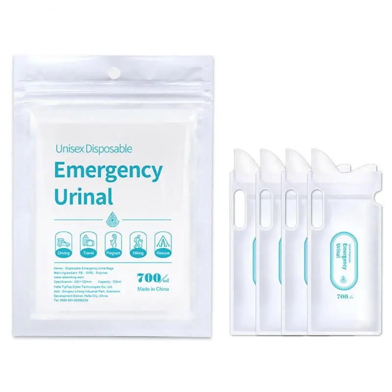 

4Pcs 700ml Urine Bag Hydrogel Absorb Disposable Emergency Portable Toilet Men Women Outdoor Pee Vomit Bag Tools Car Accessories