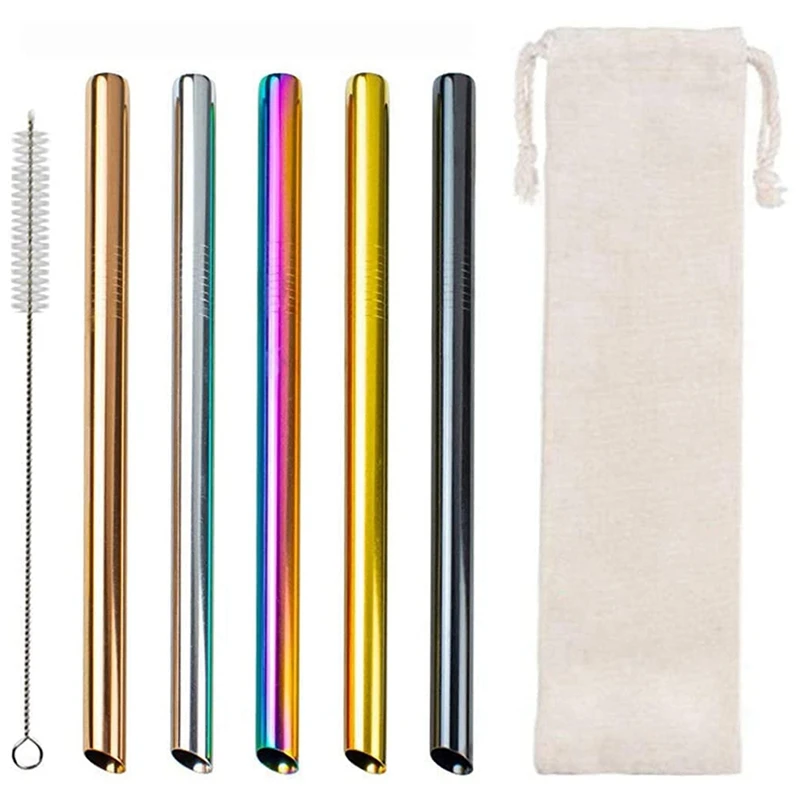 

Многоразовые питьевые соломинки, 10 шт., широкие соломинки, соломинки для смузи, молочные соломинки для чая, соломинки с чистящей щеткой, сумк...