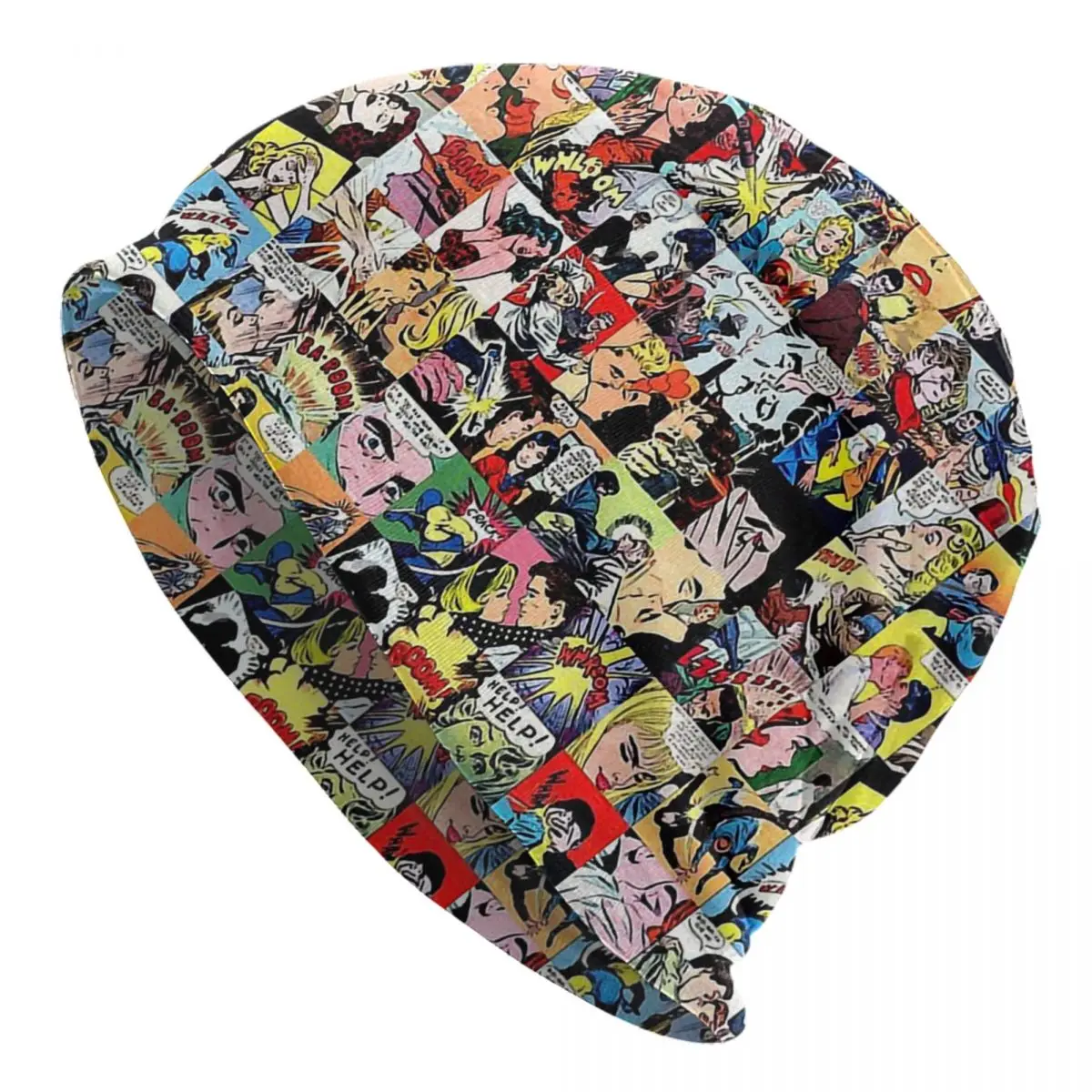 

Comic Book Collage Knitted hat for men and women Comic Book Lover Gift Unisex winter warm brimless urinal hat