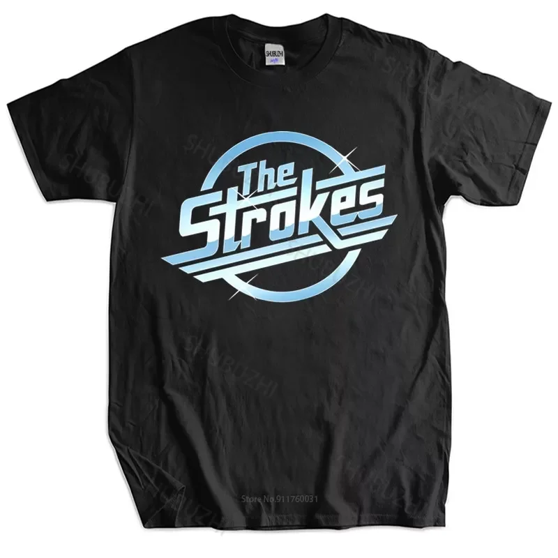 

2023New Cotton T Shirt Summer Tops The Strokes T Shirt Men Indie Rock Band T-shirt Bigger Size Homme Black T-shirt drop shipping