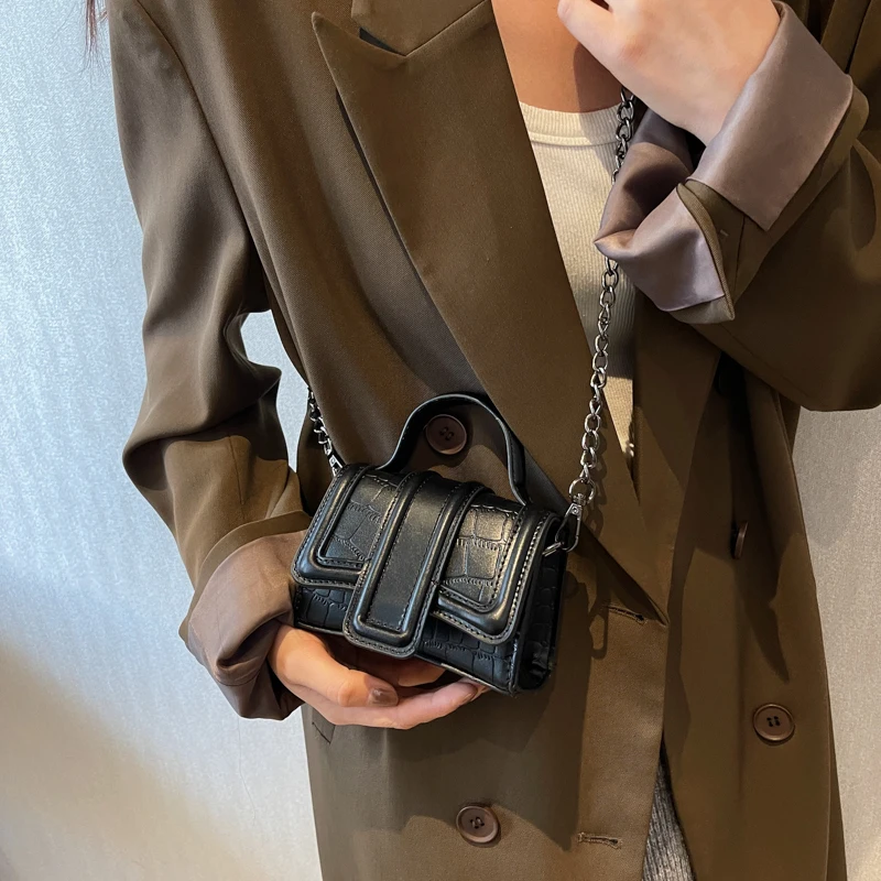 Stone Pattern Mini PU Leather Simple Flap Crossbody Bags for Women 2023 Spring Trends Brand Handbags and Purses Ladies
