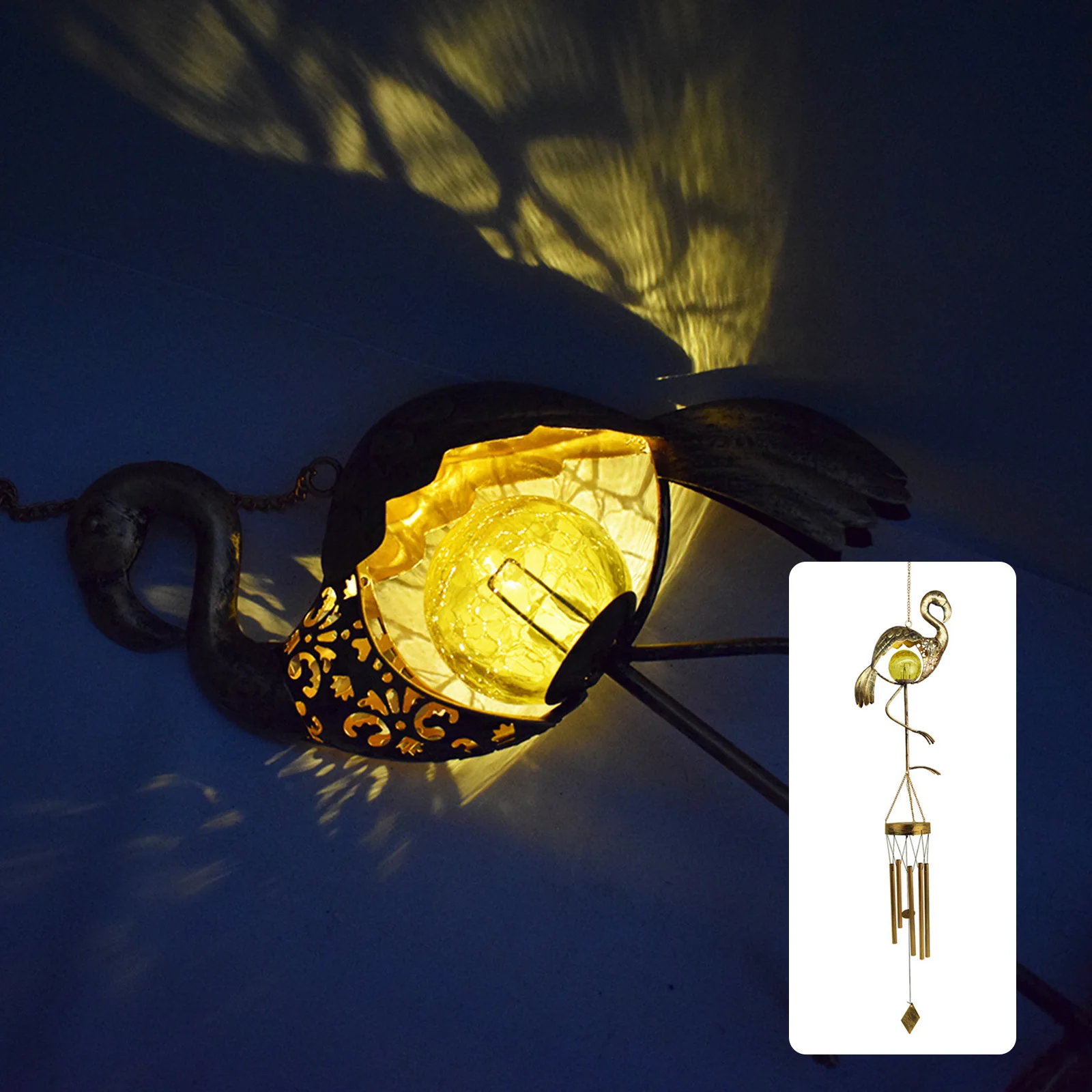

Solar LED Wind Chime Waterproof Wrought Iron Courtyard Atmosphere Lamp Art Crafts Lighting Ornament Home Decor for Holiday Party