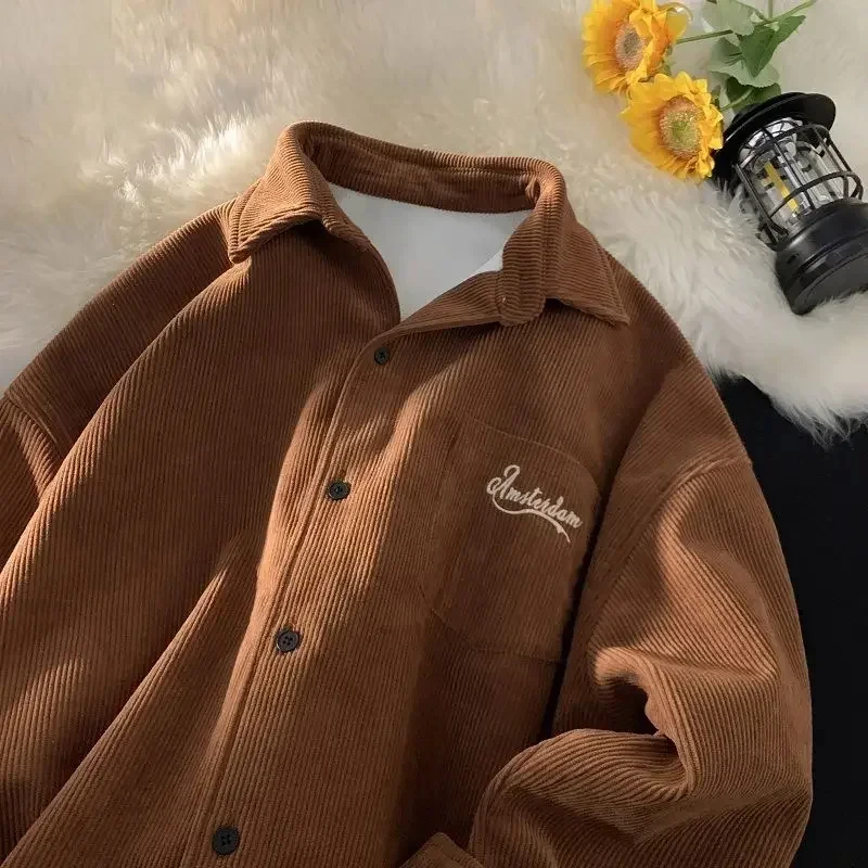 

Y2K Осенняя новая Вельветовая мужская куртка в американском стиле ретро модный бренд 2023 новые красивые рубашки повседневные куртки популярная одежда