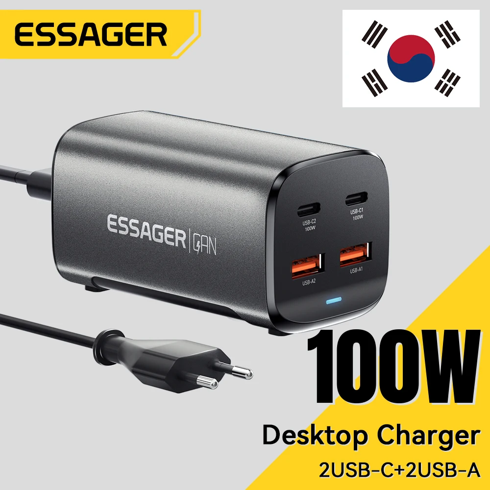 Зарядное устройство Essager 100 Вт USB C GaN, быстрая зарядка для ...