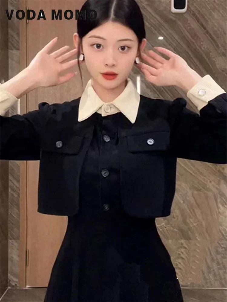 Женское платье из двух предметов модное стильное в Корейском стиле Осень-зима 2023