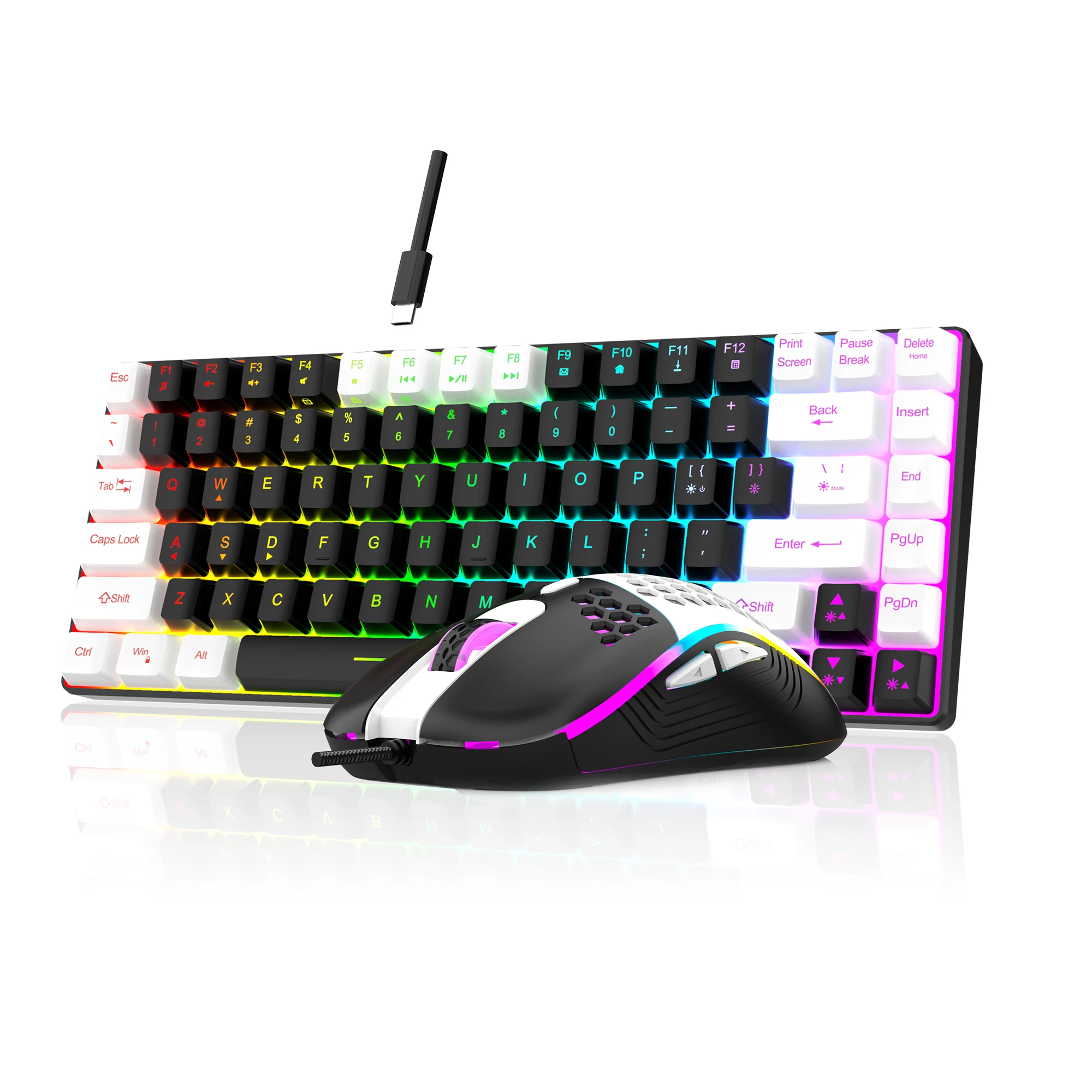 USB-клавиатура и мышь 84 клавиши проводная компьютерная клавиатура с RGB-подсветкой