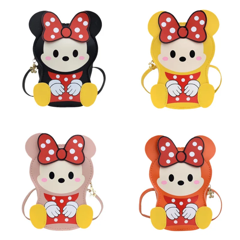 

Disney Anime Minnie Mouse PU Bag Toy Cute Color Storage Bag Coin Purse Messenger Bag Shoulder Bag Toy Girls Birthday Gift