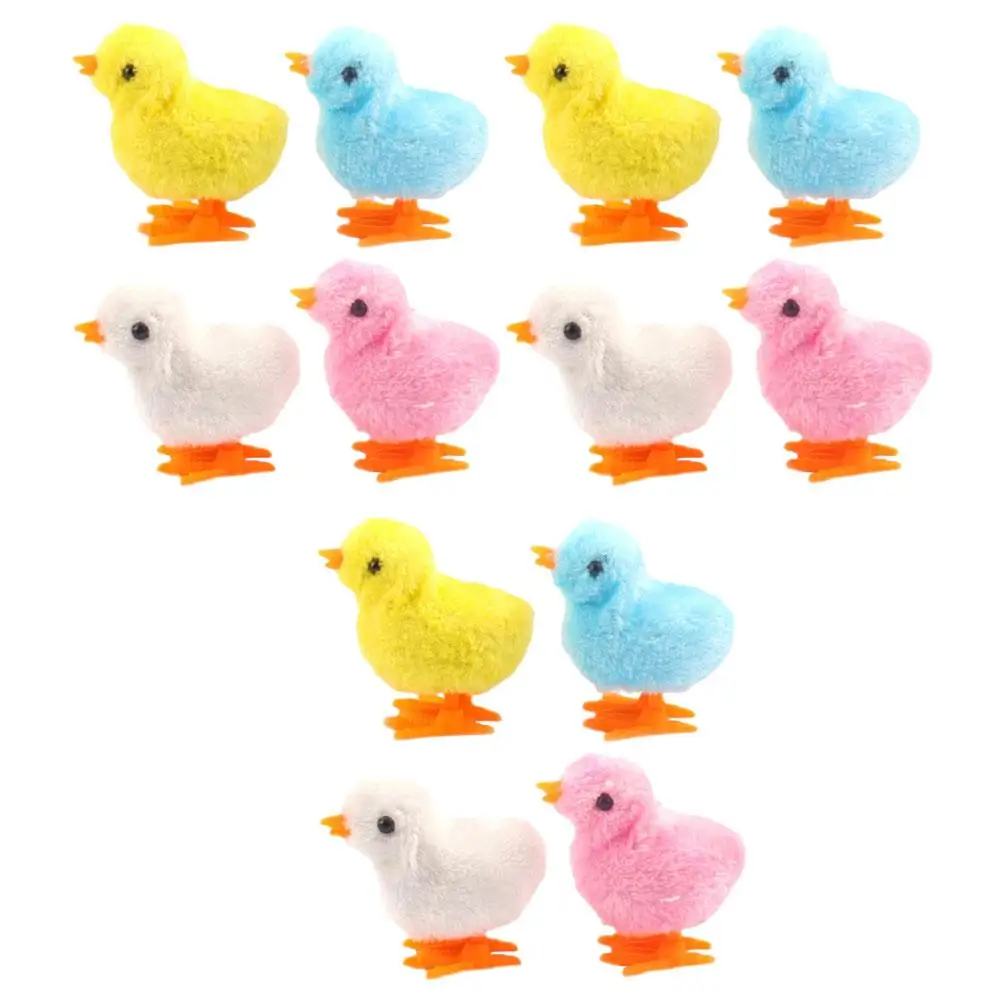 12 шт. Chick B Fuzzy Chicks Windup Детская пасхальная корзина Наполнитель Забавный кот