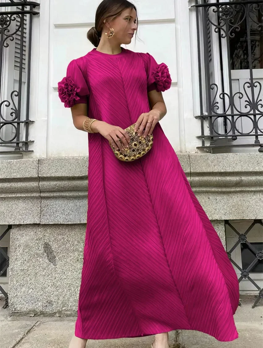 Miyake плиссированное женское эластичное длинное платье большого размера с высоким