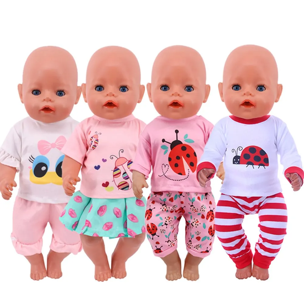 

Handmade Clothes 43CM Unisex Cotton T-Shirt with Short Pants Dress Fit 18Inch AG Doll Clothes Our Generation Accessories DIY Toy