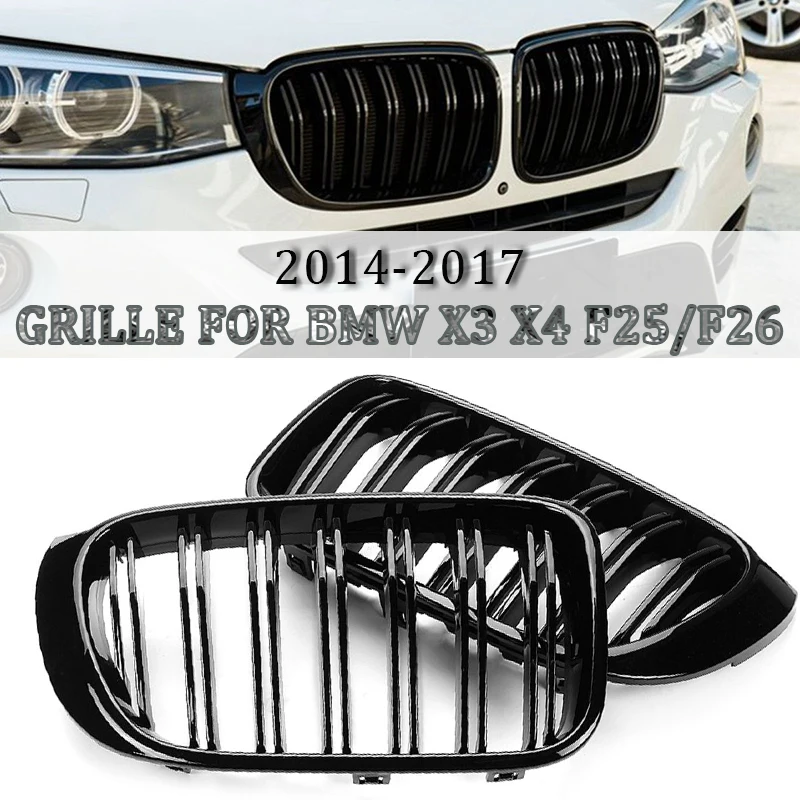 

2 шт., сетчатая накладка на решетку радиатора автомобиля BMW X3 X4 F25 F26 2014 - 2017